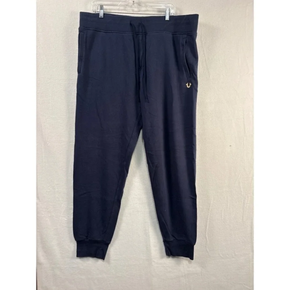 True Religion Mens XL/TG Navy Blue World Tour‎ Jogger Sweatpants Comfy #1684